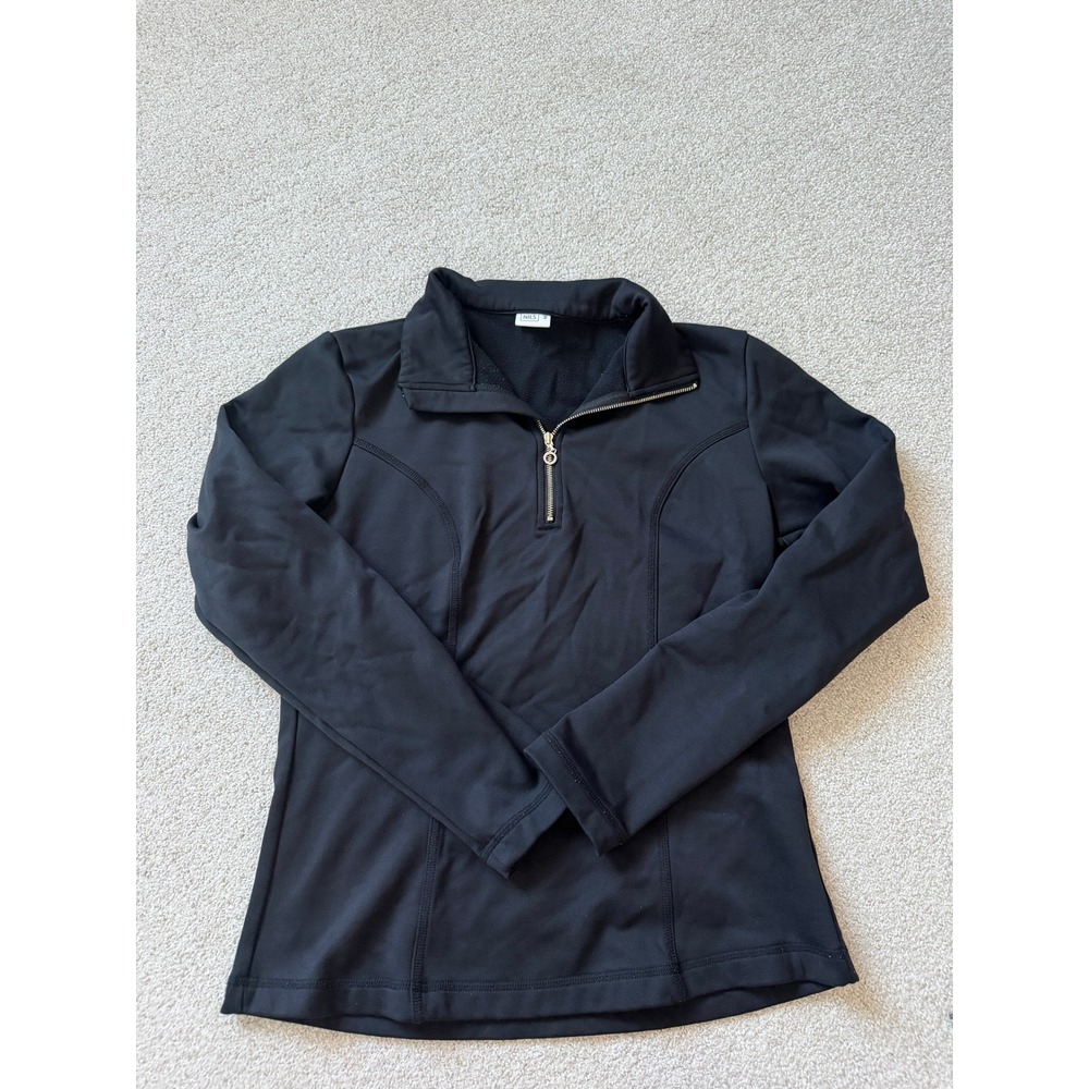 NILS Robin Pullover Women Size M Black Quarter Zip Fleece‎ Lined Mock Neck 8207